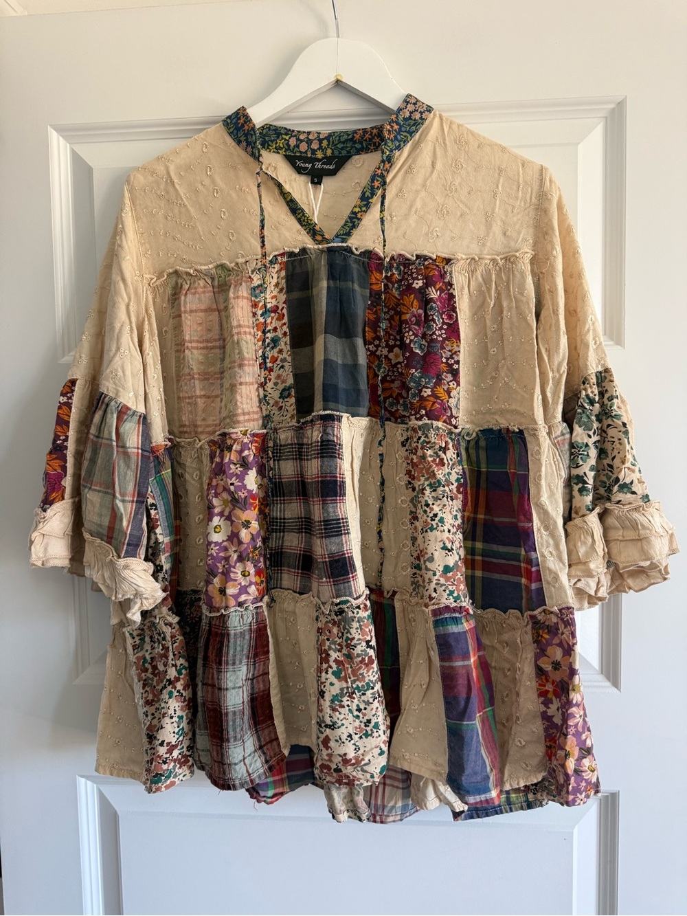 Young Threads Boho Fusion Patchwork Tunic Top NWT Size Small Cottagecore